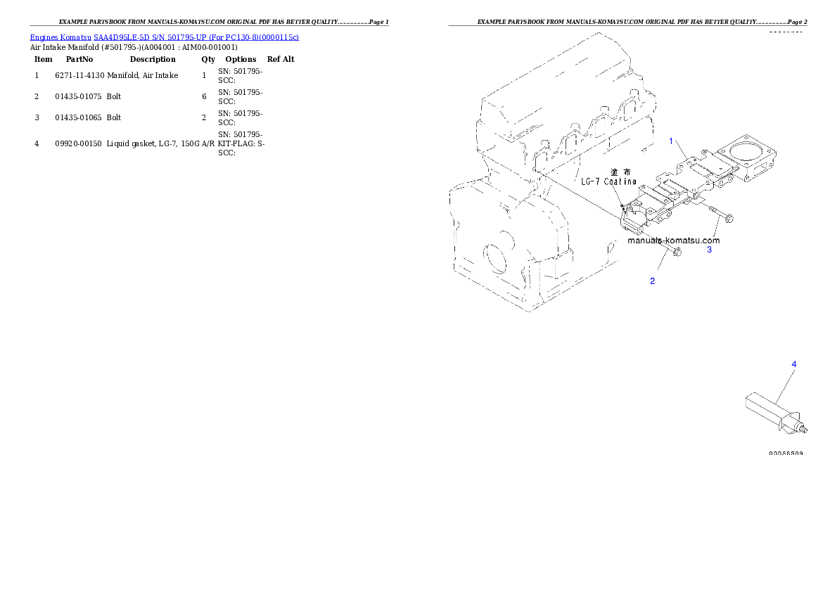 Protected: SAA4D95LE-5D S/N 501795-UP (For PC130-8) Partsbook
