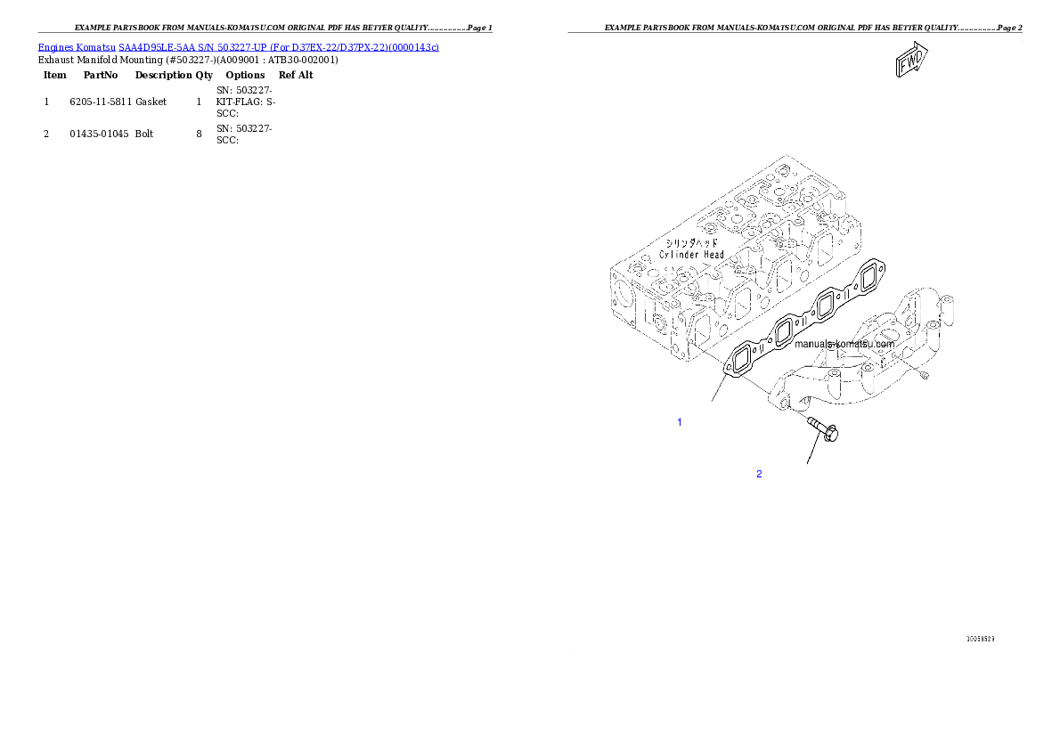 Protected: SAA4D95LE-5AA S/N 503227-UP (For D37EX-22/D37PX-22) Partsbook