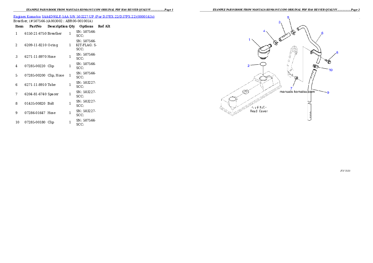Protected: SAA4D95LE-5AA S/N 503227-UP (For D37EX-22/D37PX-22) Partsbook