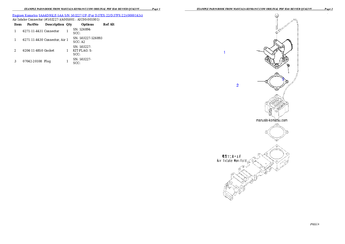 Protected: SAA4D95LE-5AA S/N 503227-UP (For D37EX-22/D37PX-22) Partsbook