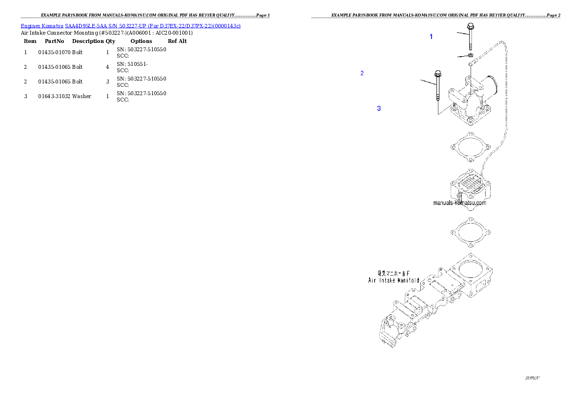Protected: SAA4D95LE-5AA S/N 503227-UP (For D37EX-22/D37PX-22) Partsbook