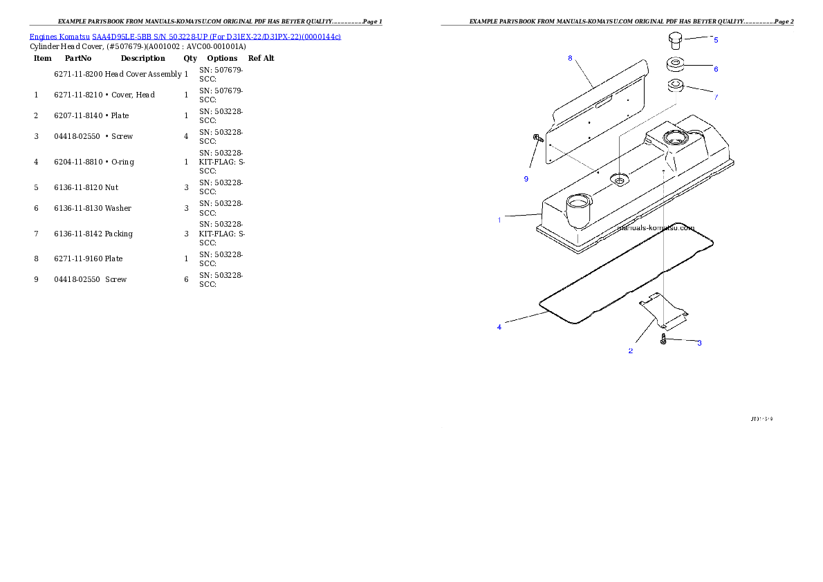 SAA4D95LE-5BB S/N 503228-UP (For D31EX-22/D31PX-22) Partsbook