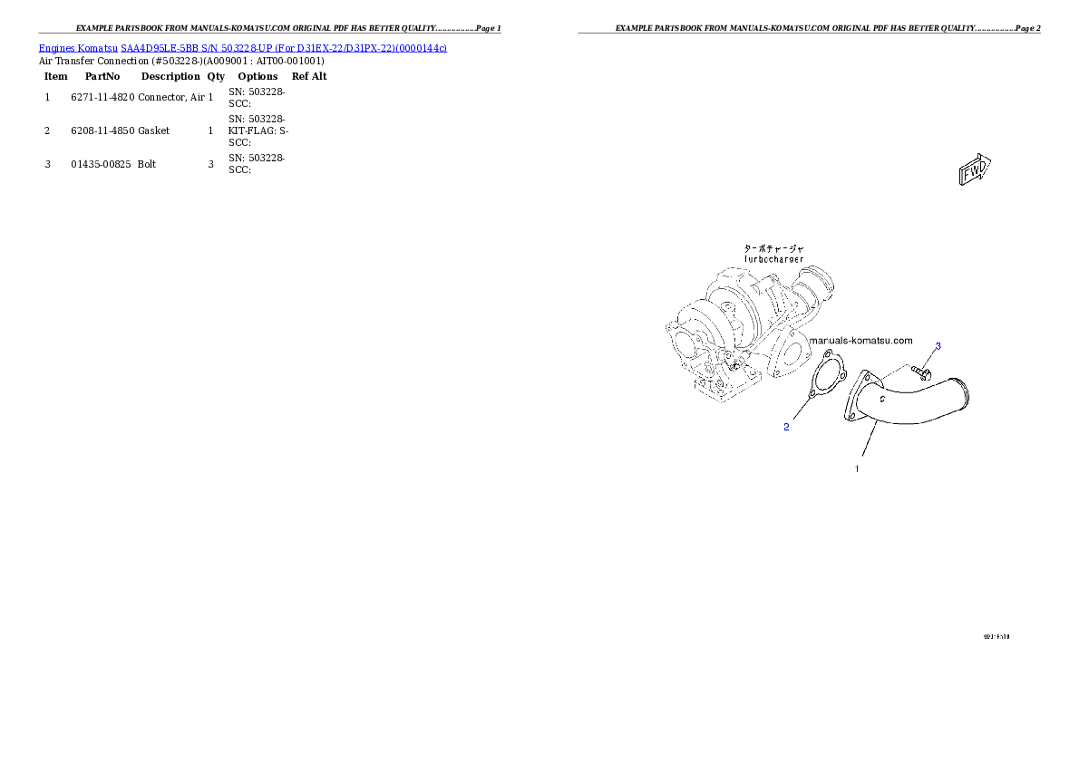 Protected: SAA4D95LE-5BB S/N 503228-UP (For D31EX-22/D31PX-22) Partsbook