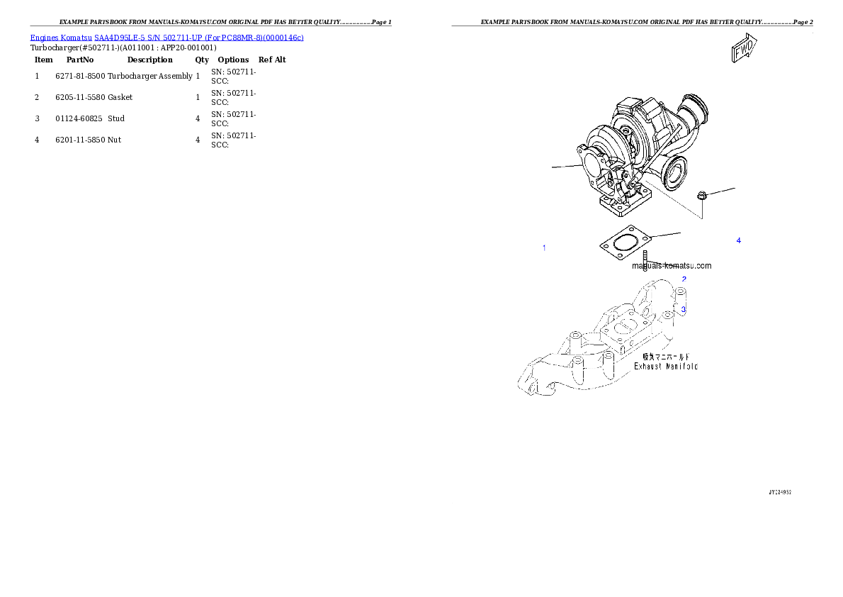 Protected: SAA4D95LE-5 S/N 502711-UP (For PC88MR-8) Partsbook