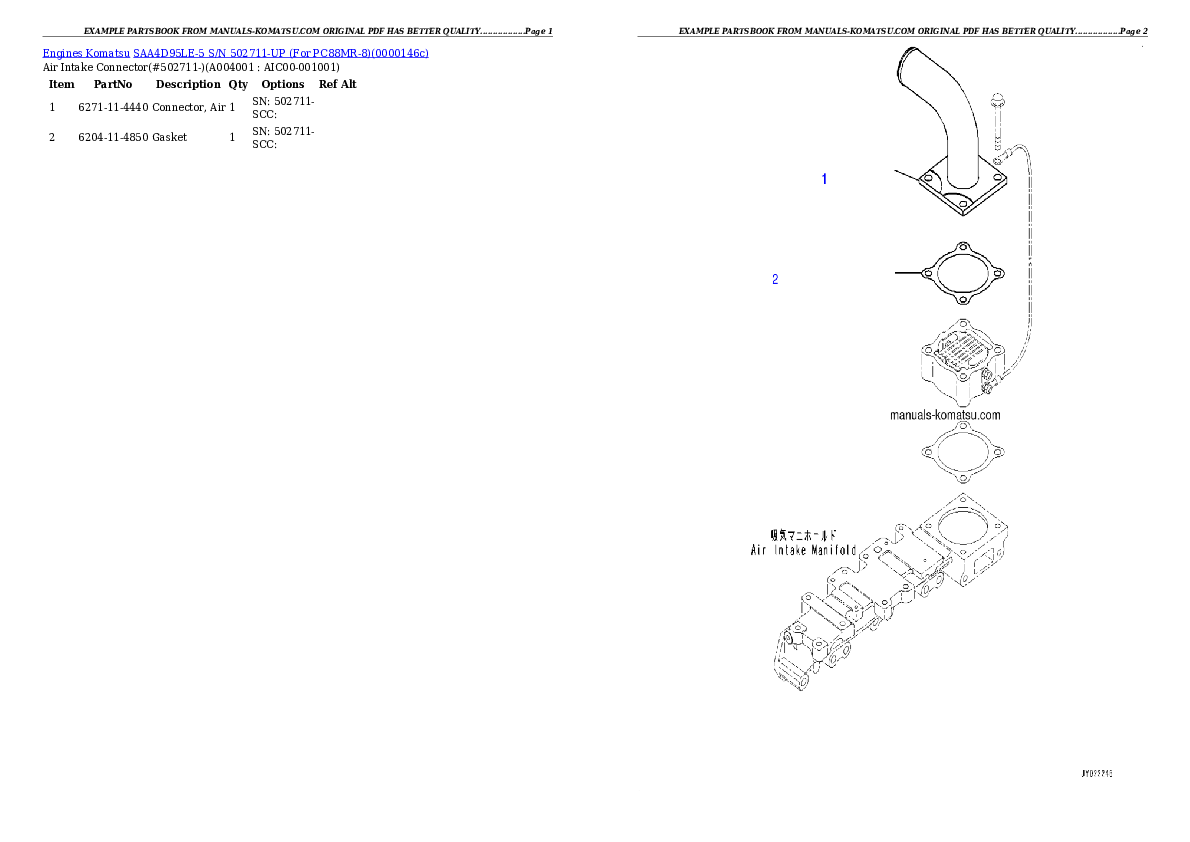 Protected: SAA4D95LE-5 S/N 502711-UP (For PC88MR-8) Partsbook