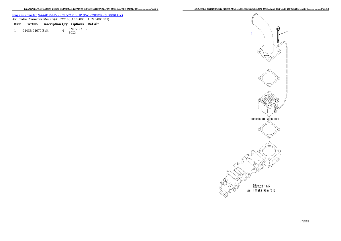 Protected: SAA4D95LE-5 S/N 502711-UP (For PC88MR-8) Partsbook