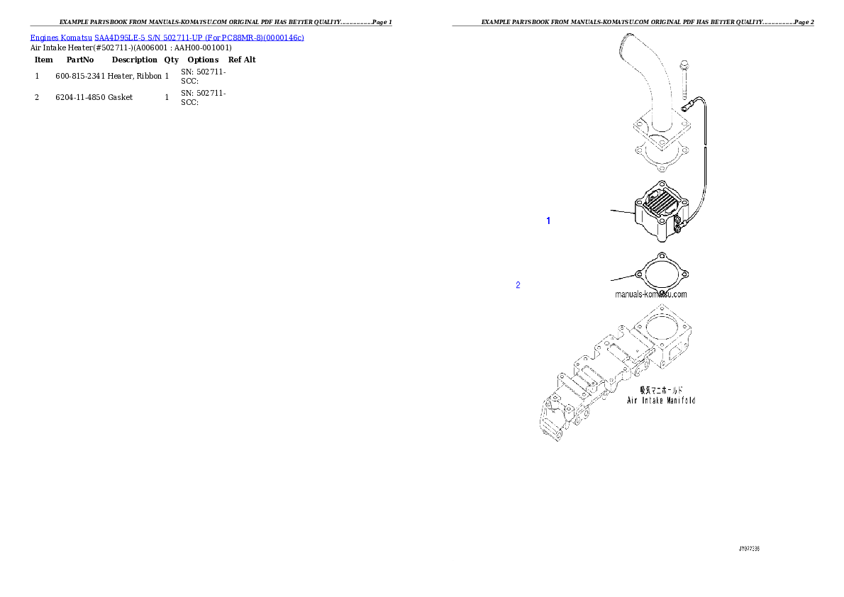 Protected: SAA4D95LE-5 S/N 502711-UP (For PC88MR-8) Partsbook