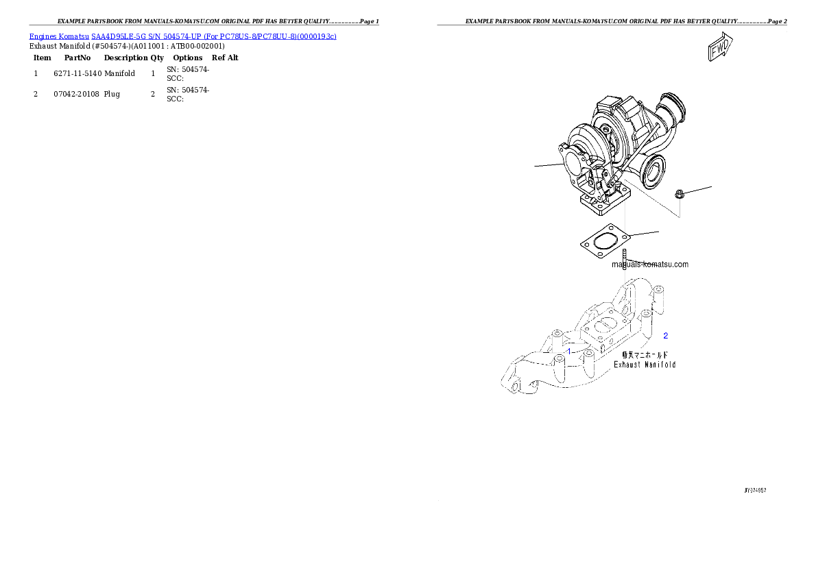 Protected: SAA4D95LE-5G S/N 504574-UP (For PC78US-8/PC78UU-8) Partsbook