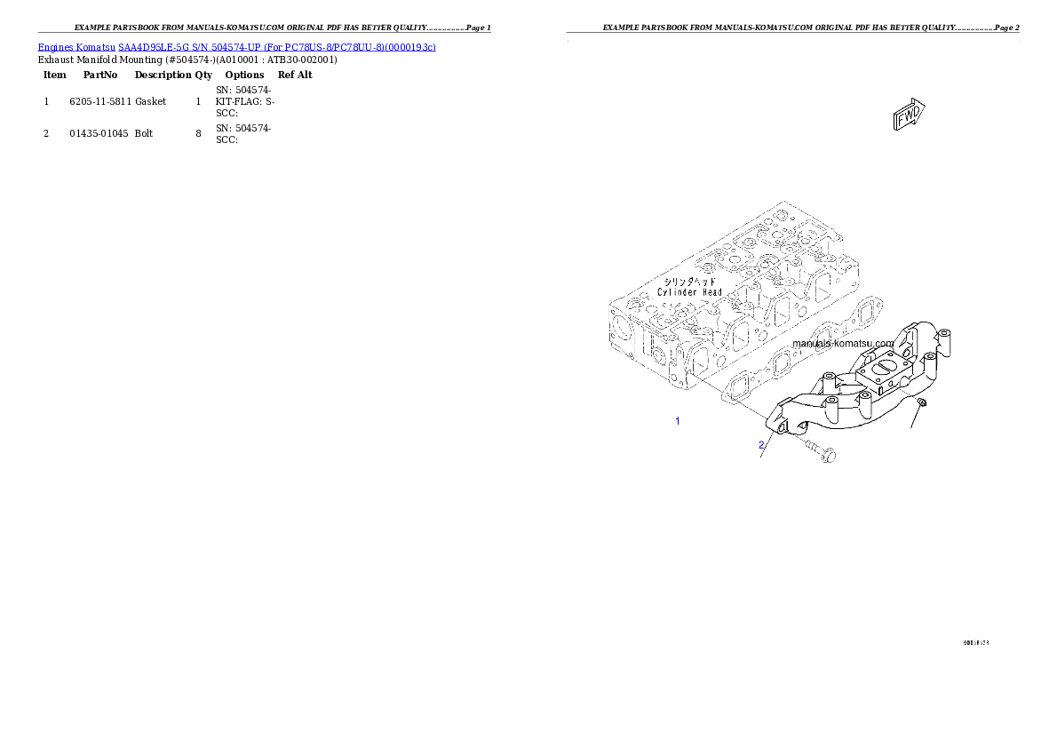 Protected: SAA4D95LE-5G S/N 504574-UP (For PC78US-8/PC78UU-8) Partsbook