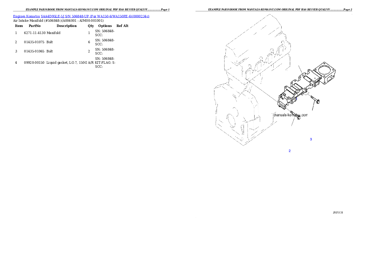 Protected: SAA4D95LE-5J S/N 506848-UP (For WA150-6/WA150PZ-6) Partsbook