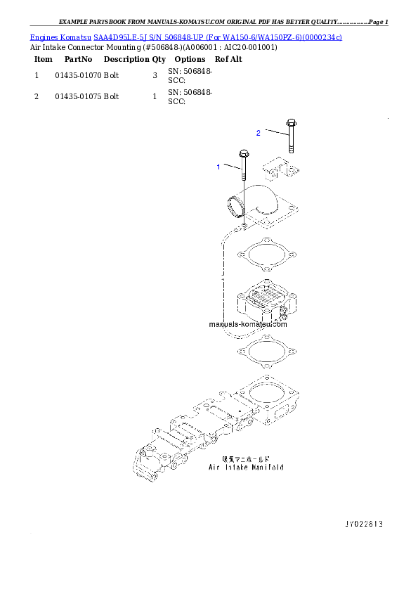 Protected: SAA4D95LE-5J S/N 506848-UP (For WA150-6/WA150PZ-6) Partsbook