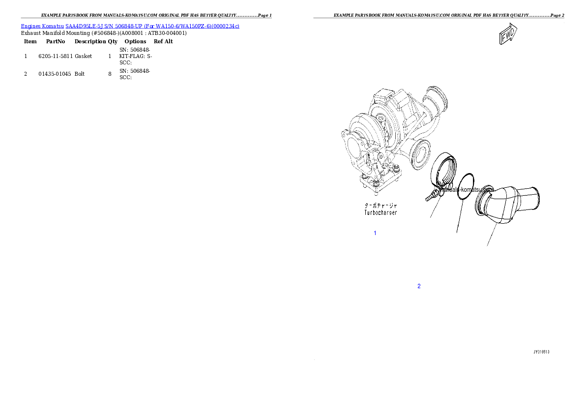 Protected: SAA4D95LE-5J S/N 506848-UP (For WA150-6/WA150PZ-6) Partsbook