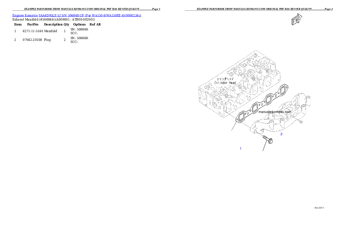 Protected: SAA4D95LE-5J S/N 506848-UP (For WA150-6/WA150PZ-6) Partsbook