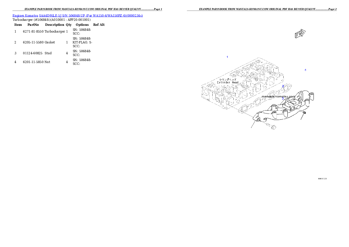 Protected: SAA4D95LE-5J S/N 506848-UP (For WA150-6/WA150PZ-6) Partsbook