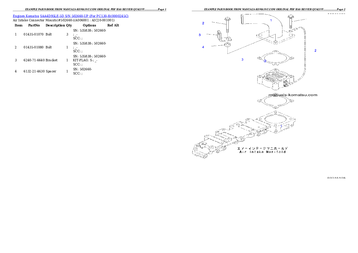 Protected: SAA4D95LE-5D S/N 502660-UP (For PC130-8) Partsbook