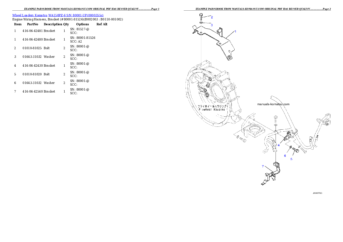 Protected: WA150PZ-6 S/N 80001-UP Partsbook