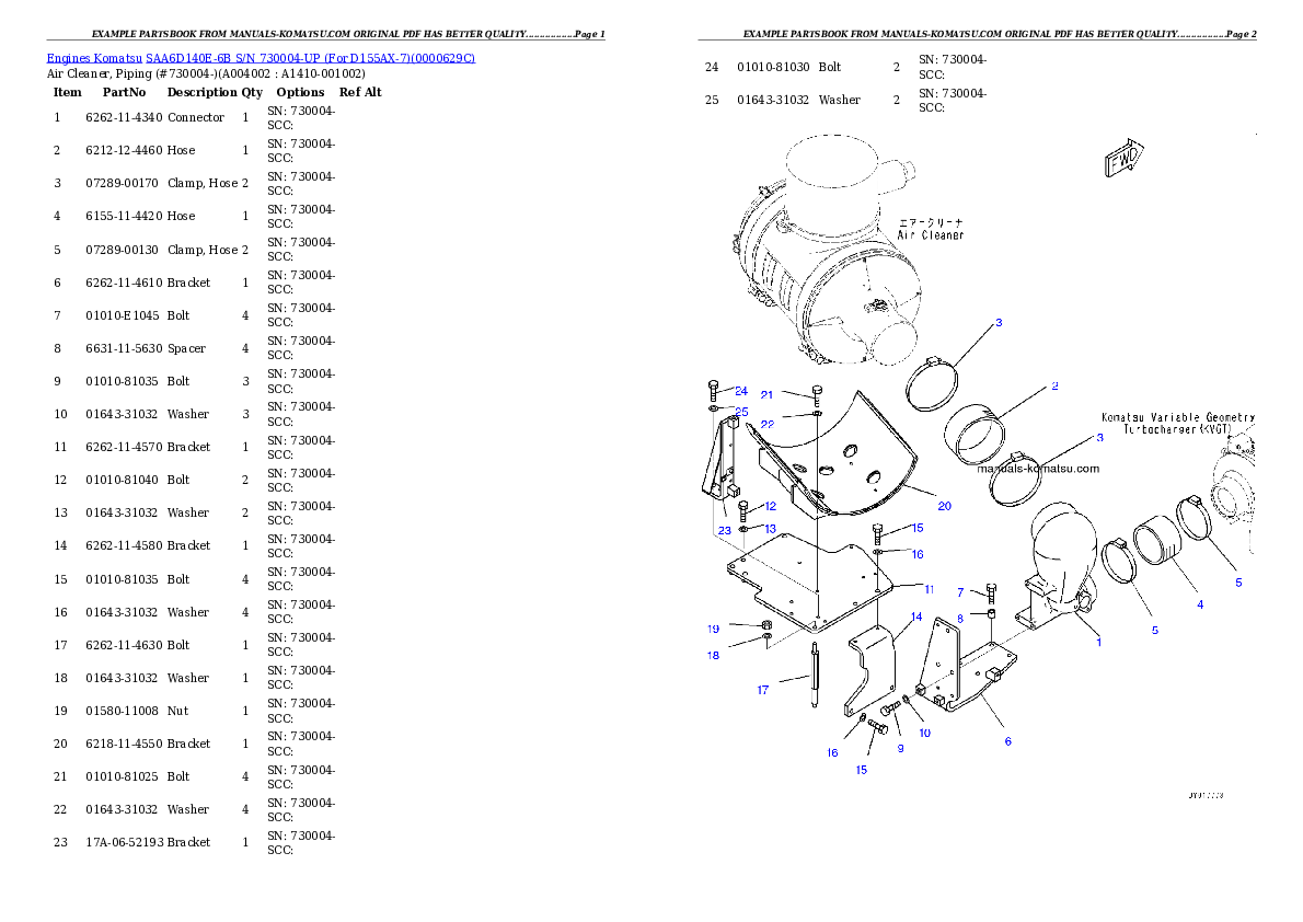 Protected: SAA6D140E-6B S/N 730004-UP (For D155AX-7) Partsbook