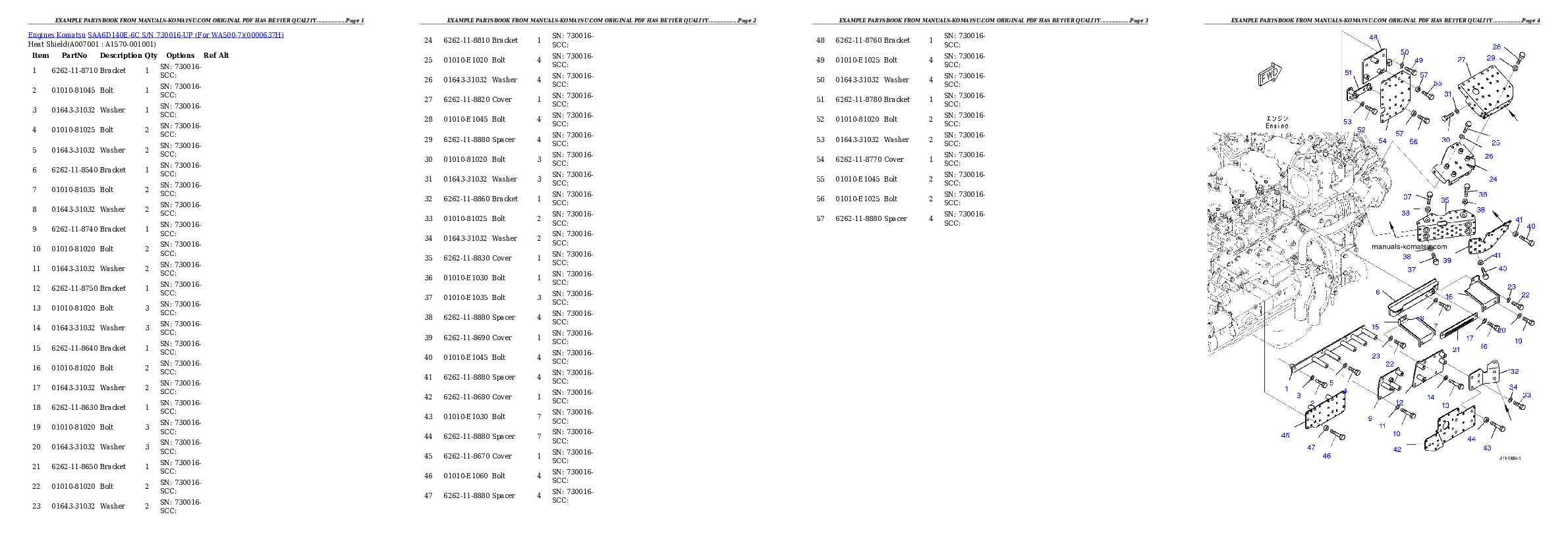 Protected: SAA6D140E-6C S/N 730016-UP (For WA500-7) Partsbook