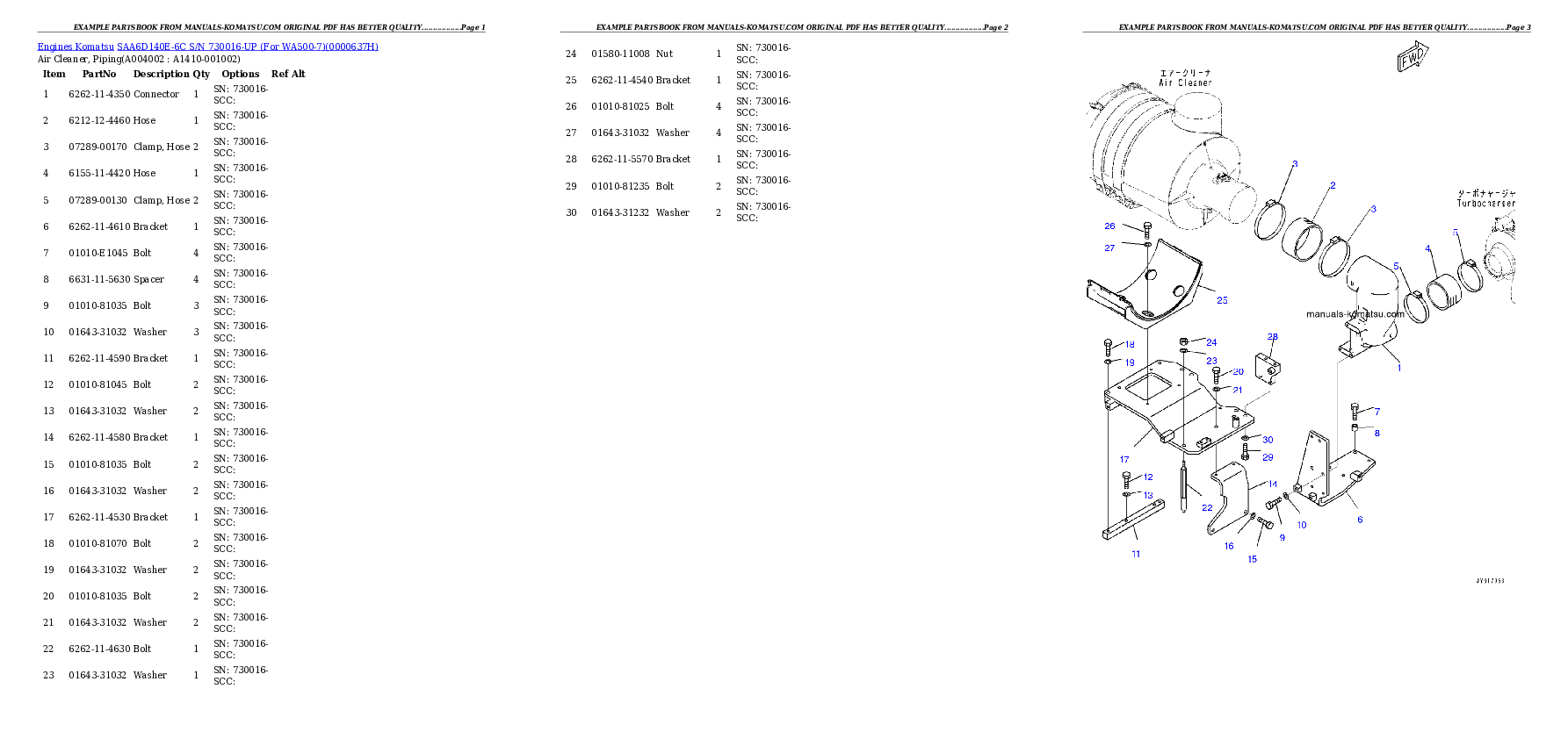 Protected: SAA6D140E-6C S/N 730016-UP (For WA500-7) Partsbook
