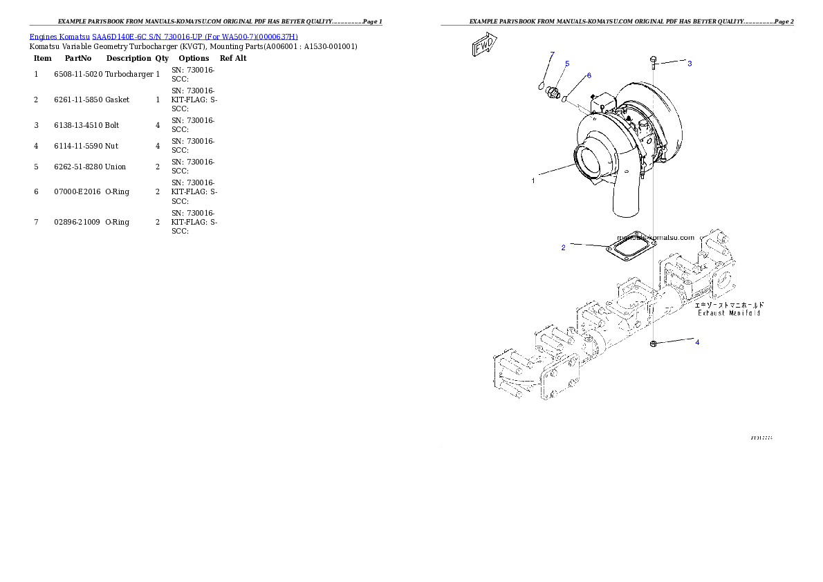 Protected: SAA6D140E-6C S/N 730016-UP (For WA500-7) Partsbook