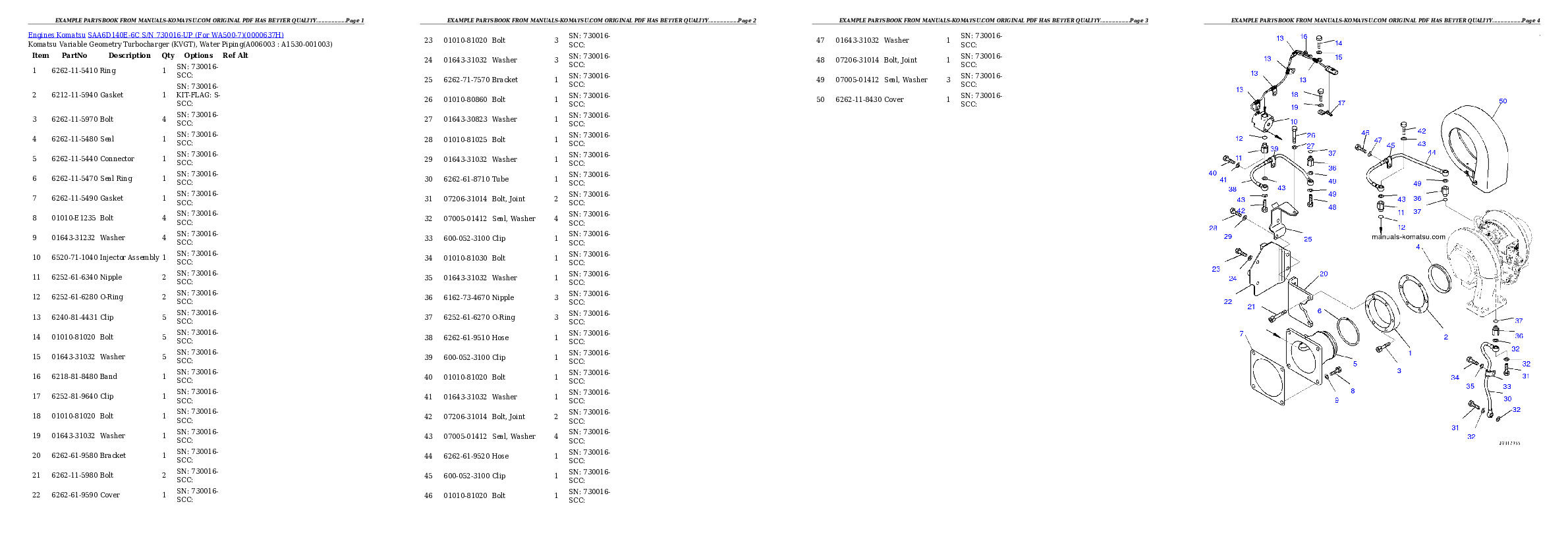 Protected: SAA6D140E-6C S/N 730016-UP (For WA500-7) Partsbook