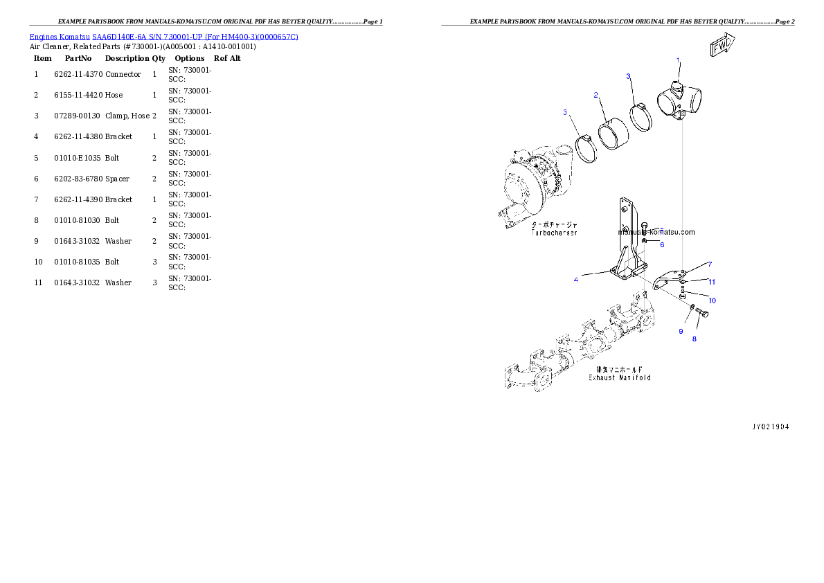 Protected: SAA6D140E-6A S/N 730001-UP (For HM400-3) Partsbook