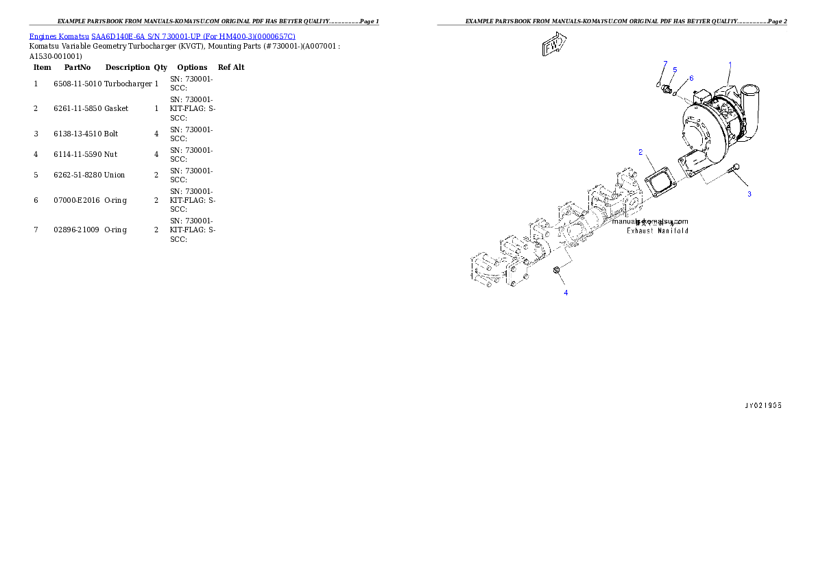 Protected: SAA6D140E-6A S/N 730001-UP (For HM400-3) Partsbook