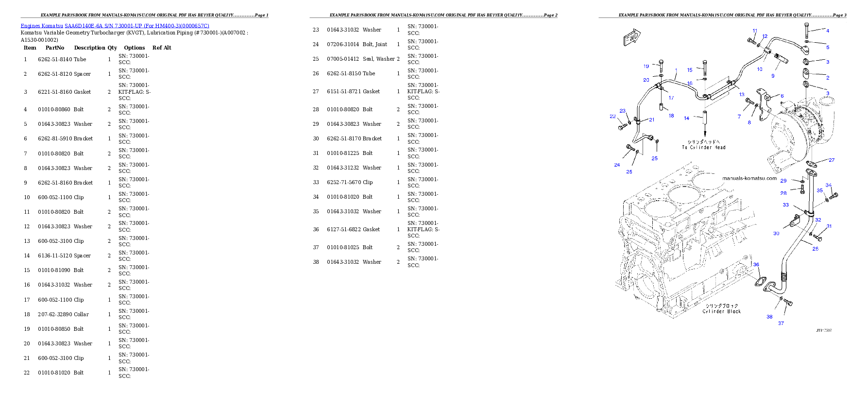 Protected: SAA6D140E-6A S/N 730001-UP (For HM400-3) Partsbook