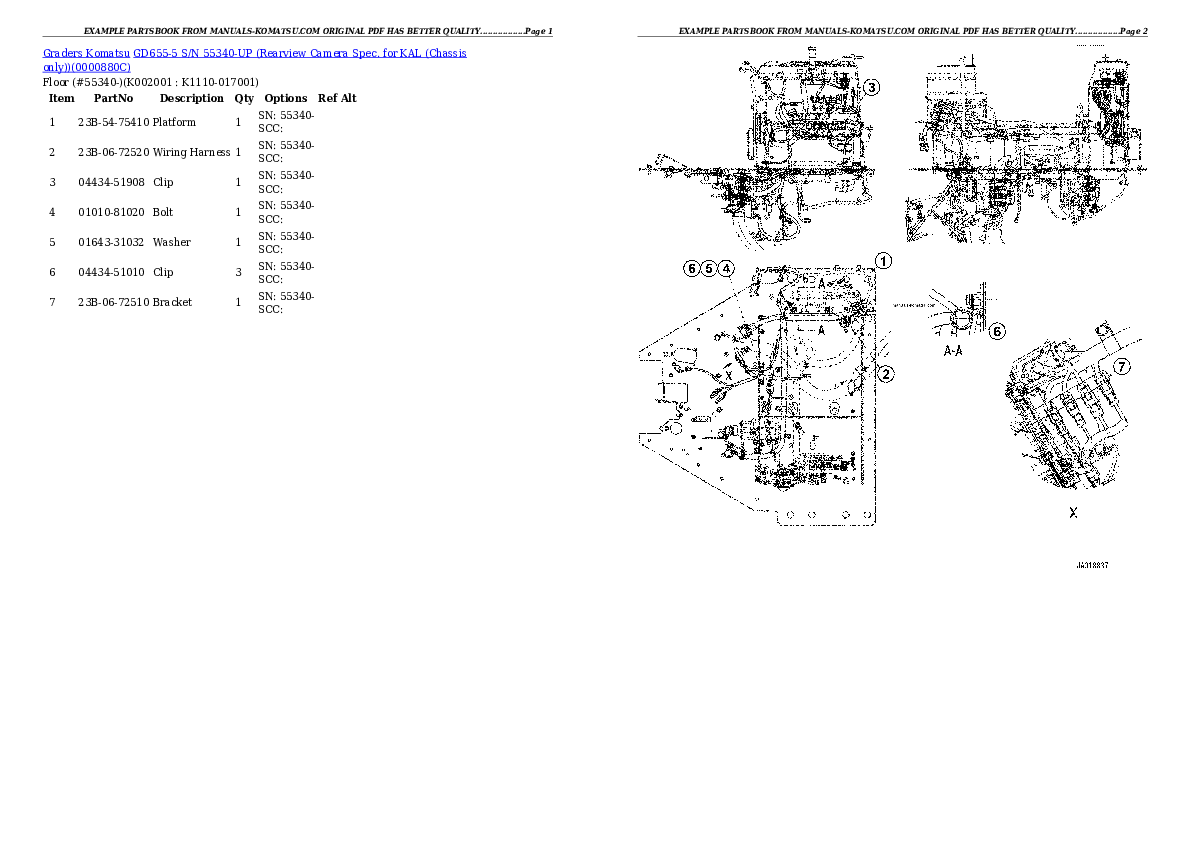 Protected: GD655-5 S/N 55340-UP (Rearview Camera Spec. for KAL (Chassis only)) Partsbook