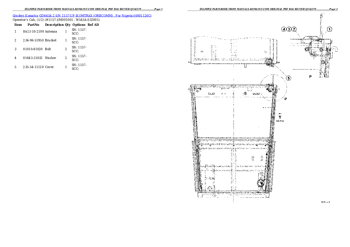 Protected: GD663A-2 S/N 1157-UP (KOMTRAX (ORBCOMM) , For Nigeria) Partsbook