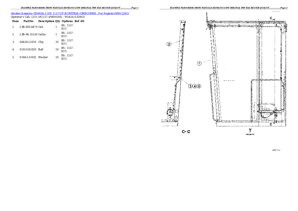 Protected: GD663A-2 S/N 1157-UP (KOMTRAX (ORBCOMM) , For Nigeria) Partsbook