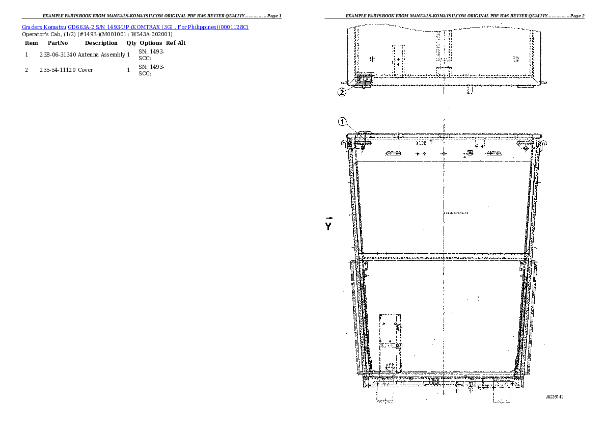 Protected: GD663A-2 S/N 1493-UP (KOMTRAX (3G) , For Philippines) Partsbook
