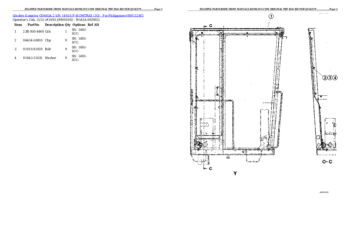 Protected: GD663A-2 S/N 1493-UP (KOMTRAX (3G) , For Philippines) Partsbook