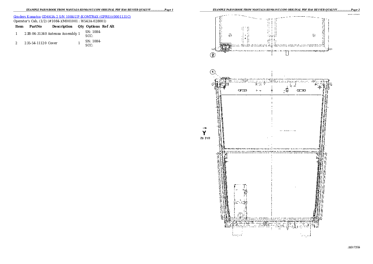 Protected: GD663A-2 S/N 1084-UP (KOMTRAX (GPRS)) Partsbook
