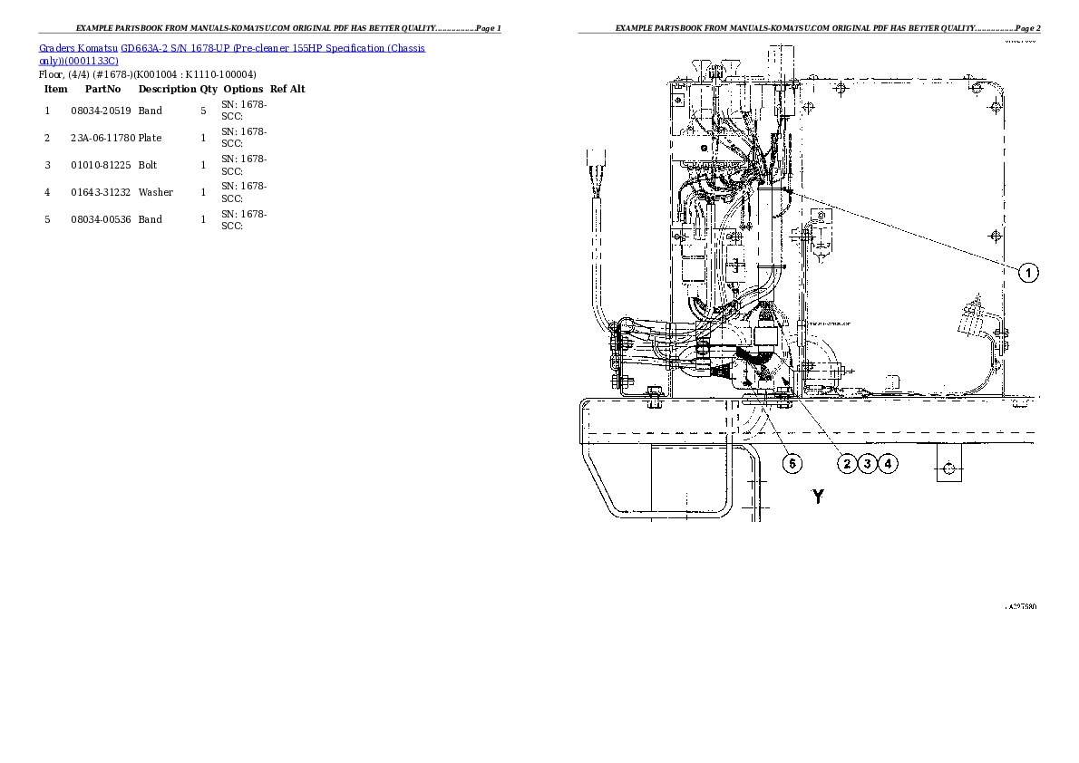 Protected: GD663A-2 S/N 1678-UP (Pre-cleaner 155HP Specification (Chassis only)) Partsbook