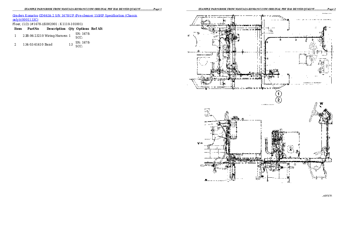 Protected: GD663A-2 S/N 1678-UP (Pre-cleaner 155HP Specification (Chassis only)) Partsbook