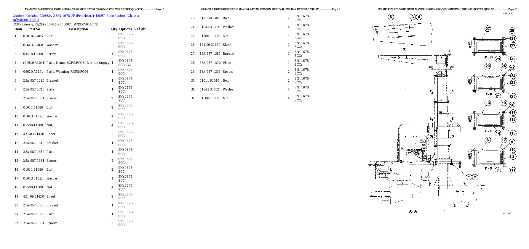 Protected: GD663A-2 S/N 1678-UP (Pre-cleaner 155HP Specification (Chassis only)) Partsbook