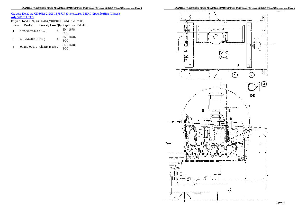 Protected: GD663A-2 S/N 1678-UP (Pre-cleaner 155HP Specification (Chassis only)) Partsbook