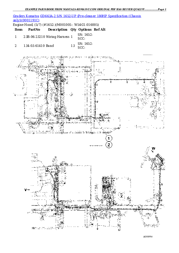 Protected: GD663A-2 S/N 1652-UP (Pre-cleaner 180HP Specification (Chassis only)) Partsbook