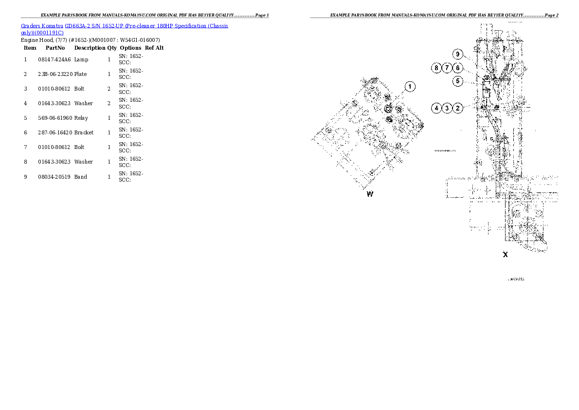 Protected: GD663A-2 S/N 1652-UP (Pre-cleaner 180HP Specification (Chassis only)) Partsbook