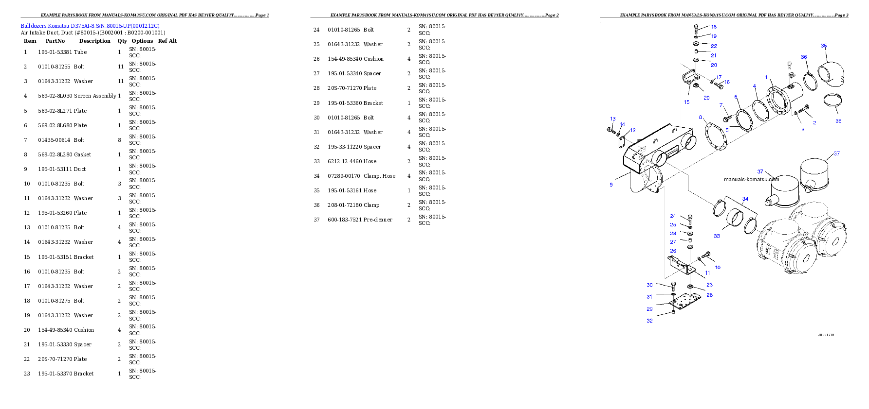 D375AI-8 S/N 80015-UP Partsbook