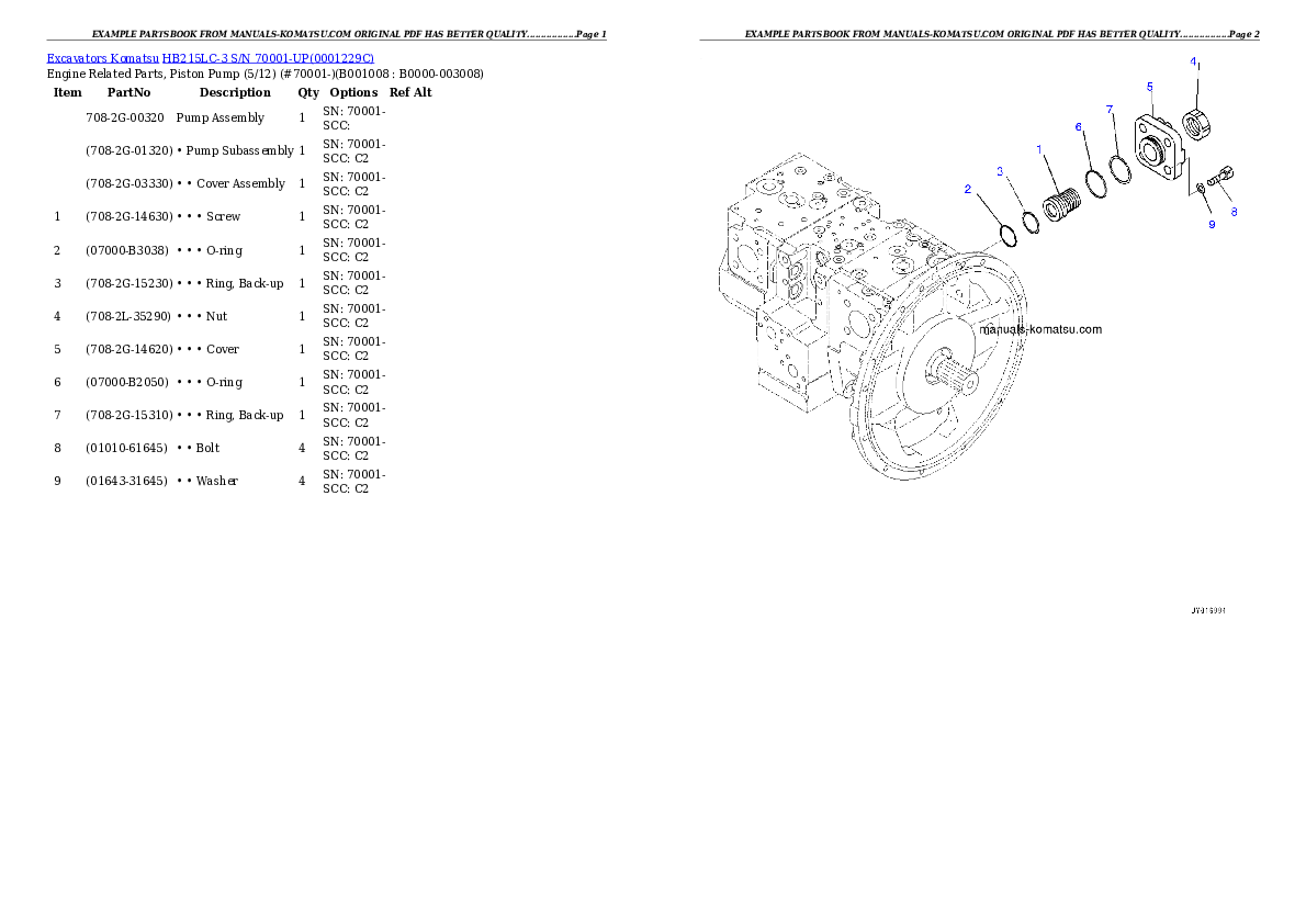Protected: HB215LC-3 S/N 70001-UP Partsbook