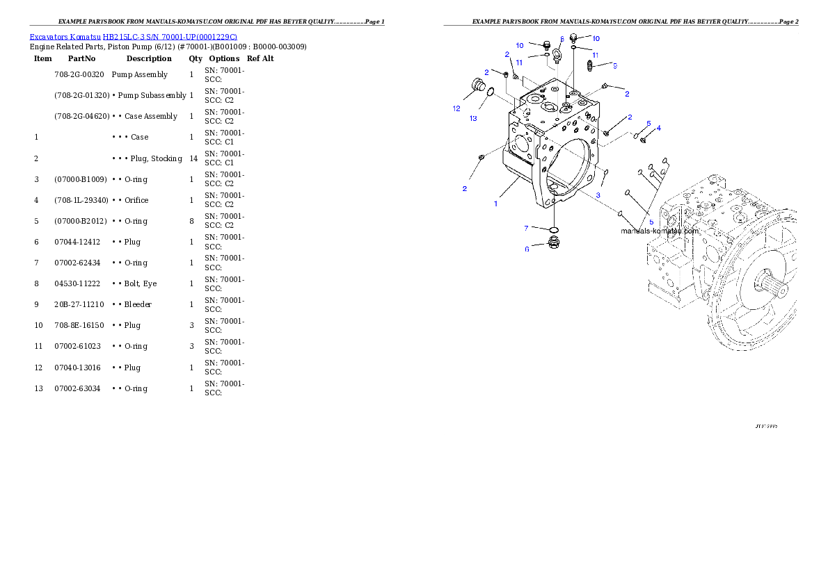 Protected: HB215LC-3 S/N 70001-UP Partsbook