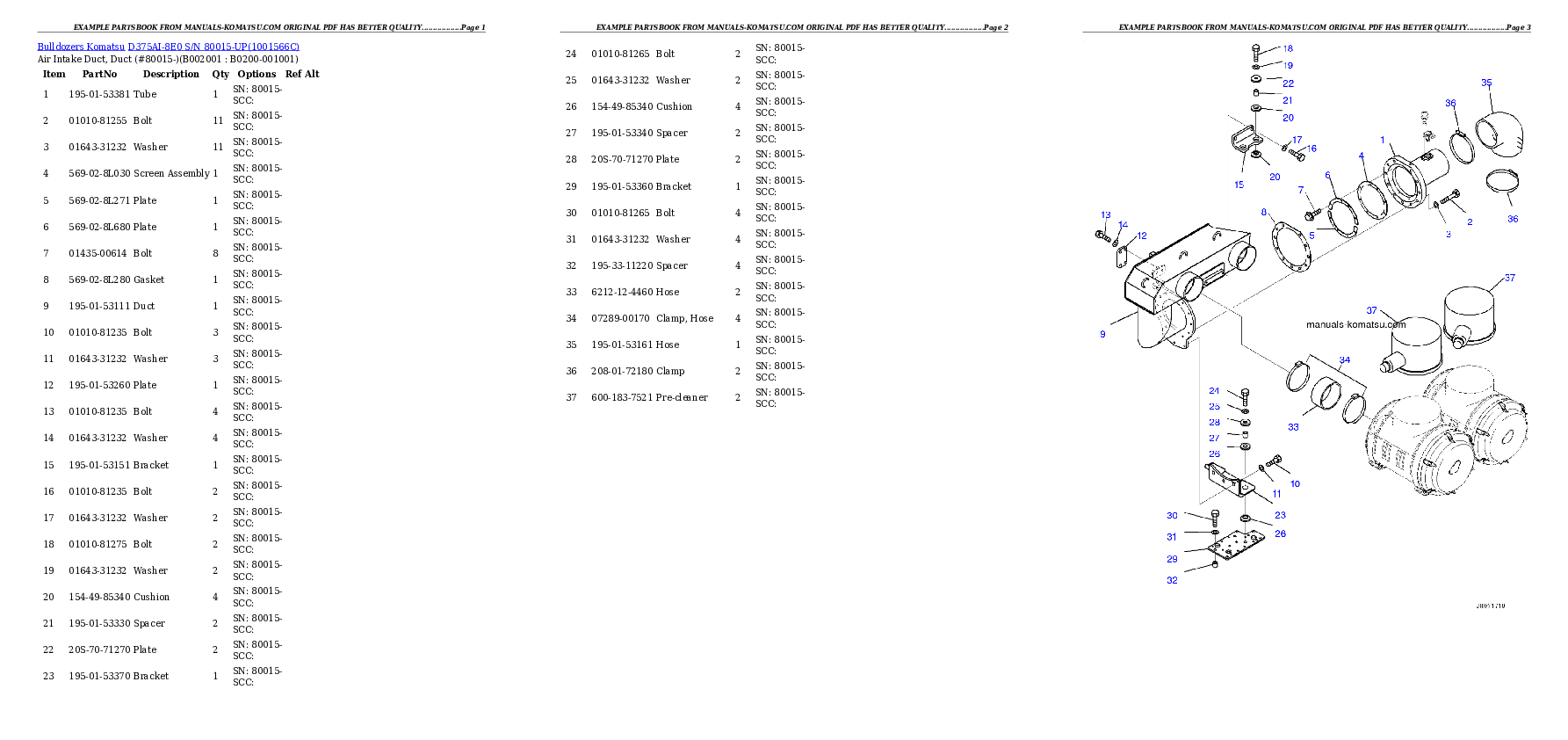 D375AI-8E0 S/N 80015-UP Partsbook