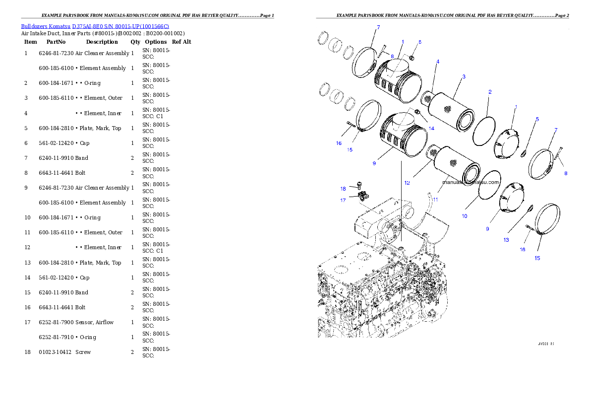 D375AI-8E0 S/N 80015-UP Partsbook