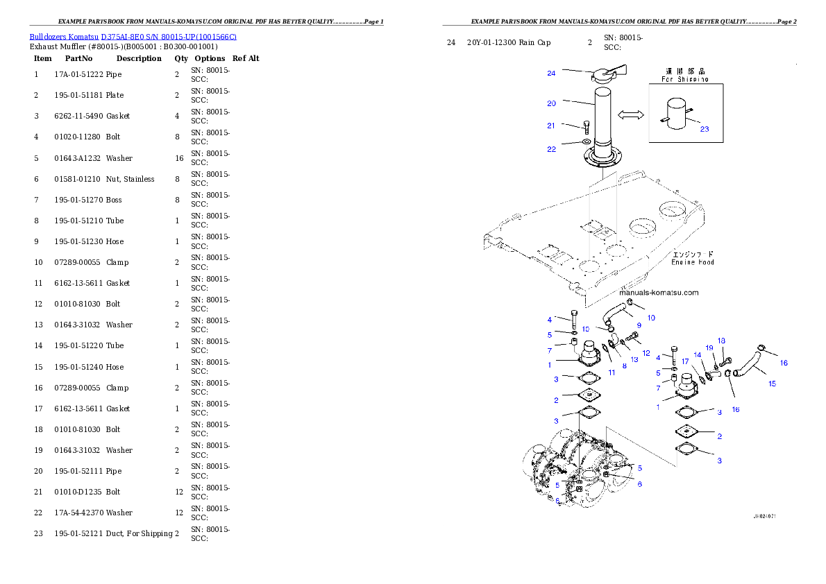 Protected: D375AI-8E0 S/N 80015-UP Partsbook