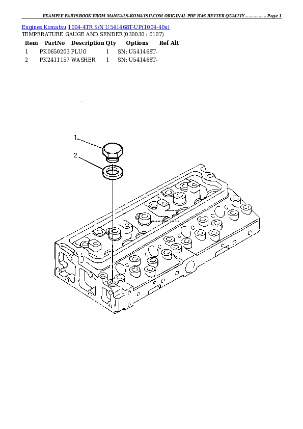 1004-4TR S/N U541468T-UP Partsbook
