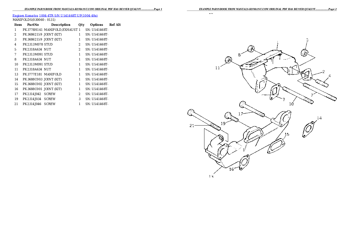 Protected: 1004-4TR S/N U541468T-UP Partsbook