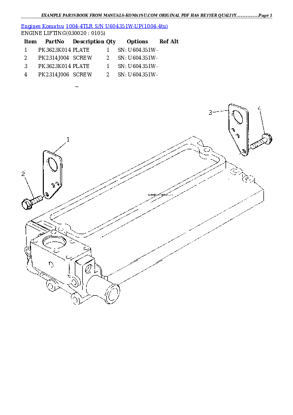 1004-4TLR S/N U604351W-UP Partsbook