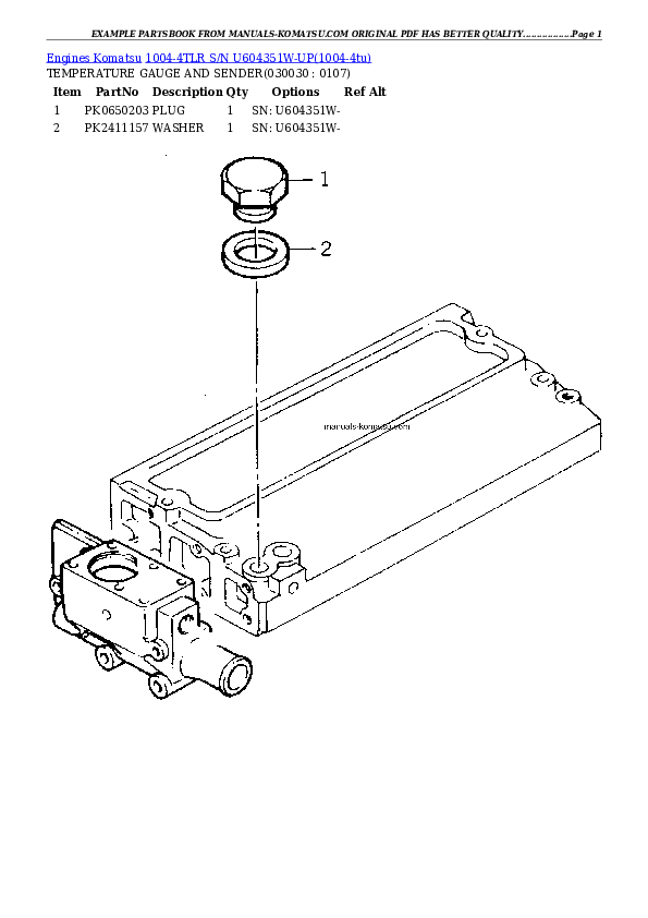 1004-4TLR S/N U604351W-UP Partsbook